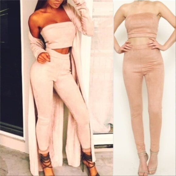 SUEDE 2 PIECE SET- BLUSH - Picture 2 of 2